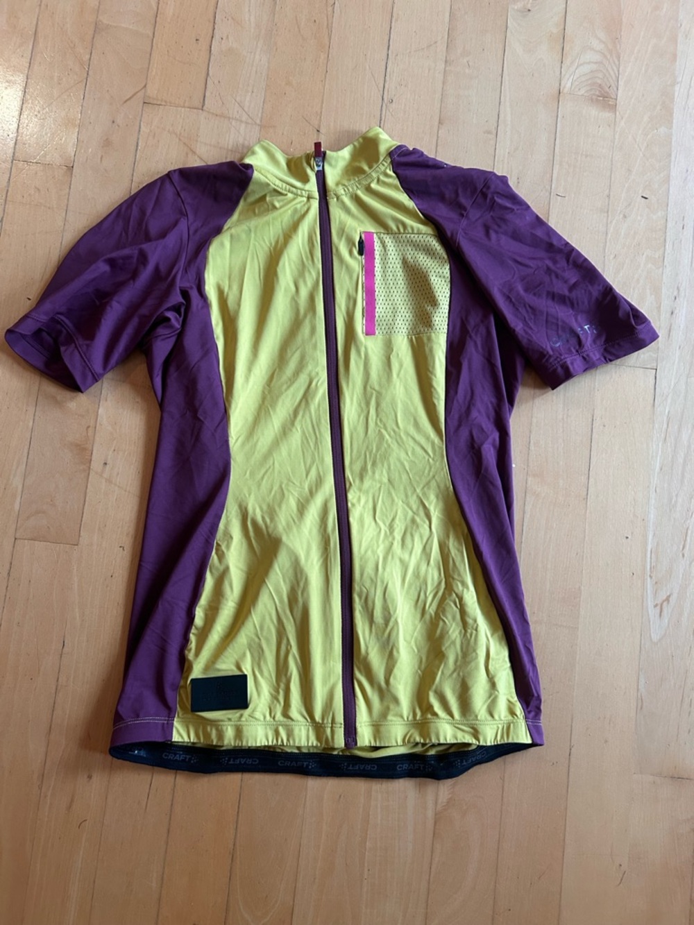 Craft Women's Short Sleeve Cycling Jersey in Yellow and Purple
